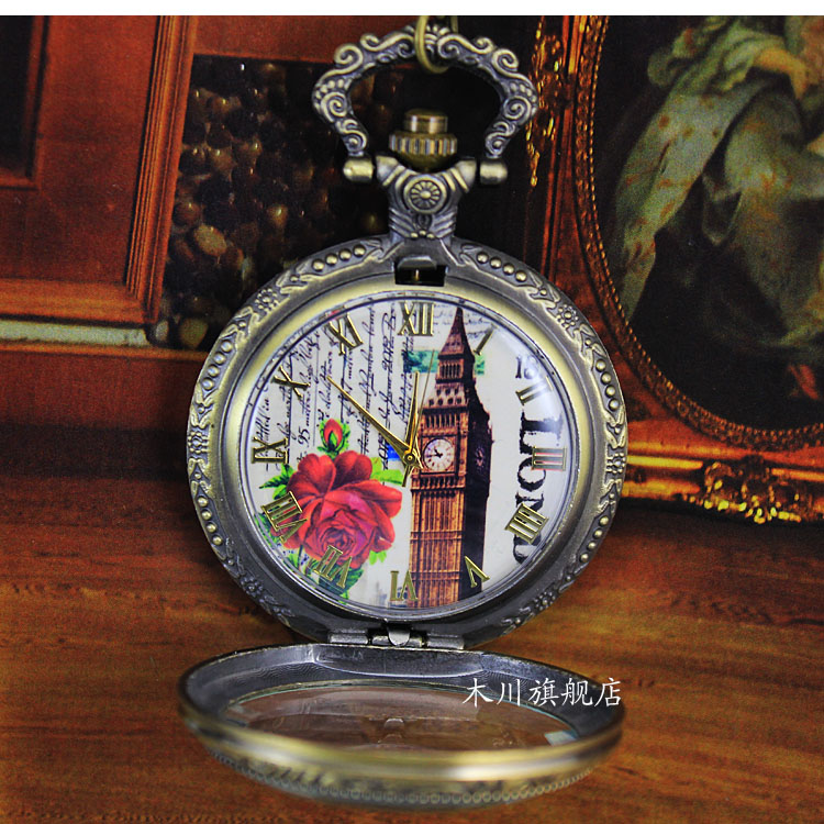 怀表男学生考试用复古翻盖机械儿童 木川怀表