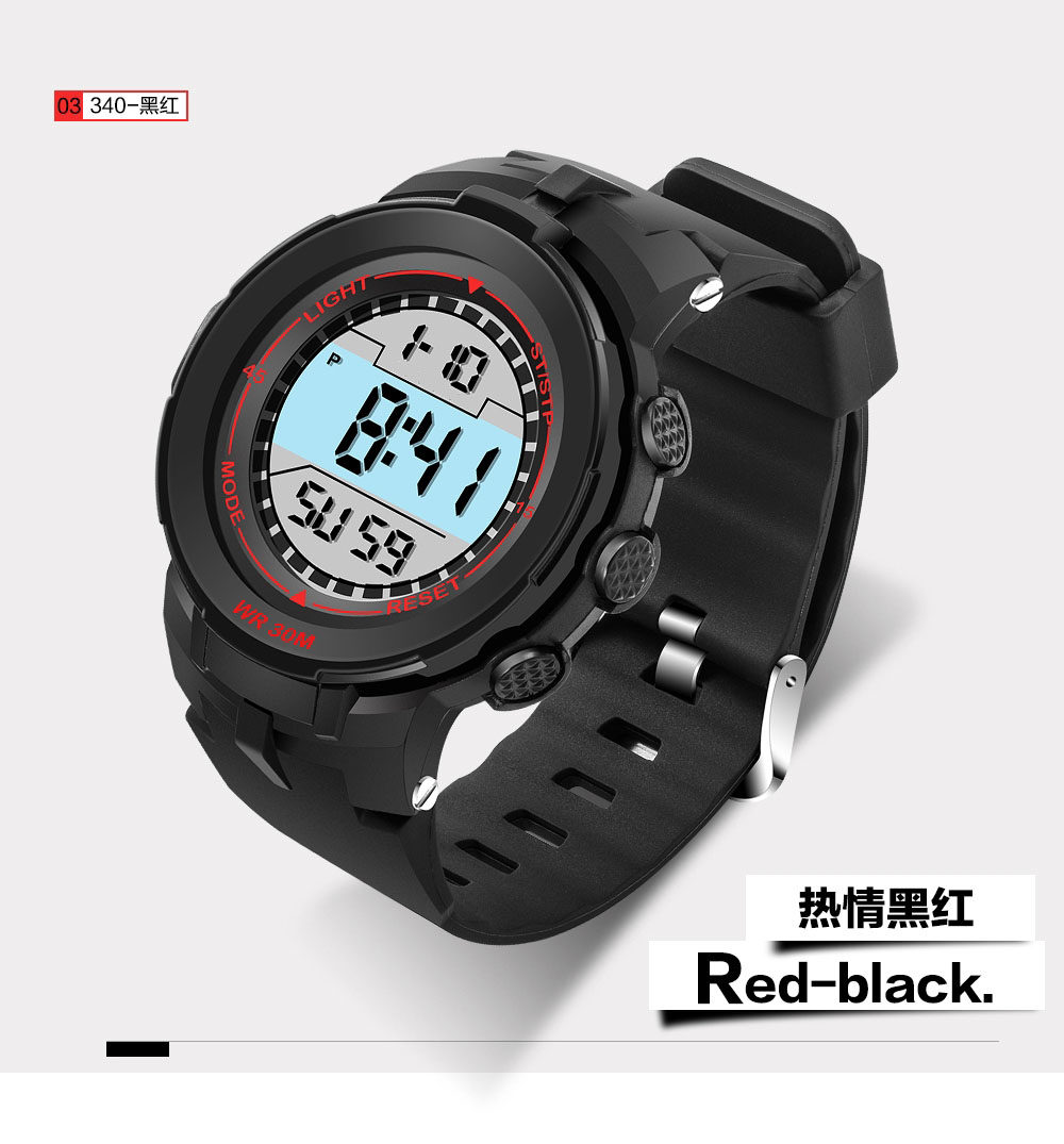 led电子表男士智能多功能潜水表 木川国产腕表