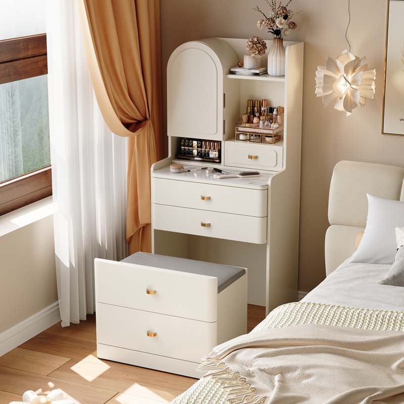 小型卧室梳妆台床头柜一体现代简约小户型化妆书桌多功能收纳斗柜
