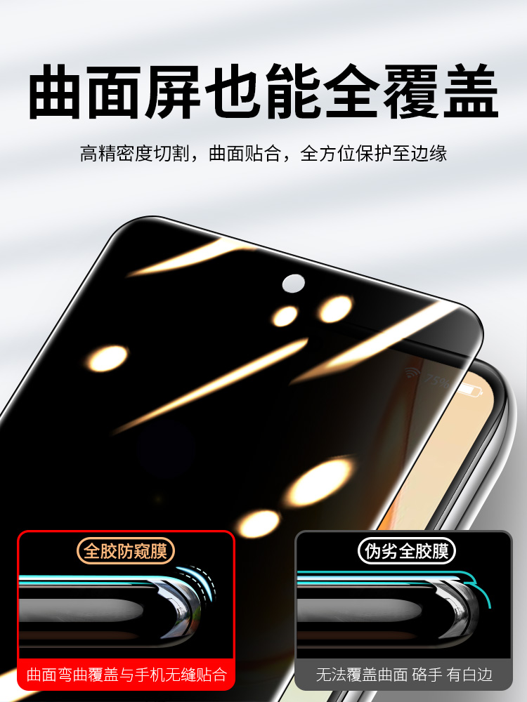 适用vivot2防窥陶瓷膜防摔vivoT2全屏覆盖vivi手机膜vivot2x高清防偷窥vivovivoT2X保护隐私全胶软膜全包边 - 图1