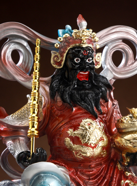 树脂骑黑虎赵公明神像武财神摆件