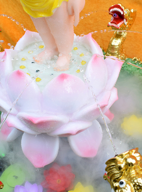 九龙吐水浴佛盆玻璃钢莲花太子佛