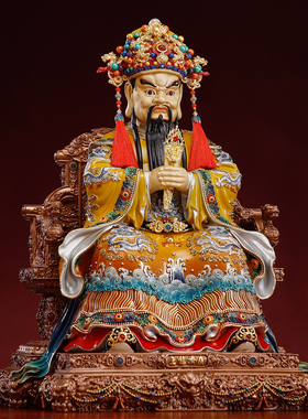 纯铜彩绘龙五爷神像龙王菩萨摆件