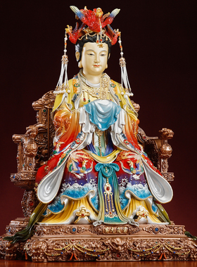 纯铜碧霞元君神像道家泰山奶奶像