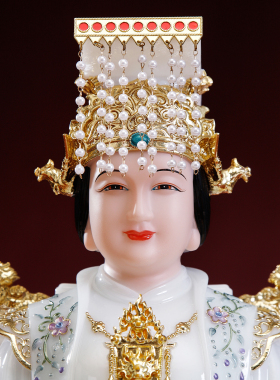 汉白玉实心妈祖神像湄洲海神雕像