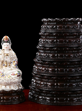 加高观音菩萨圆形香炉佛像底座