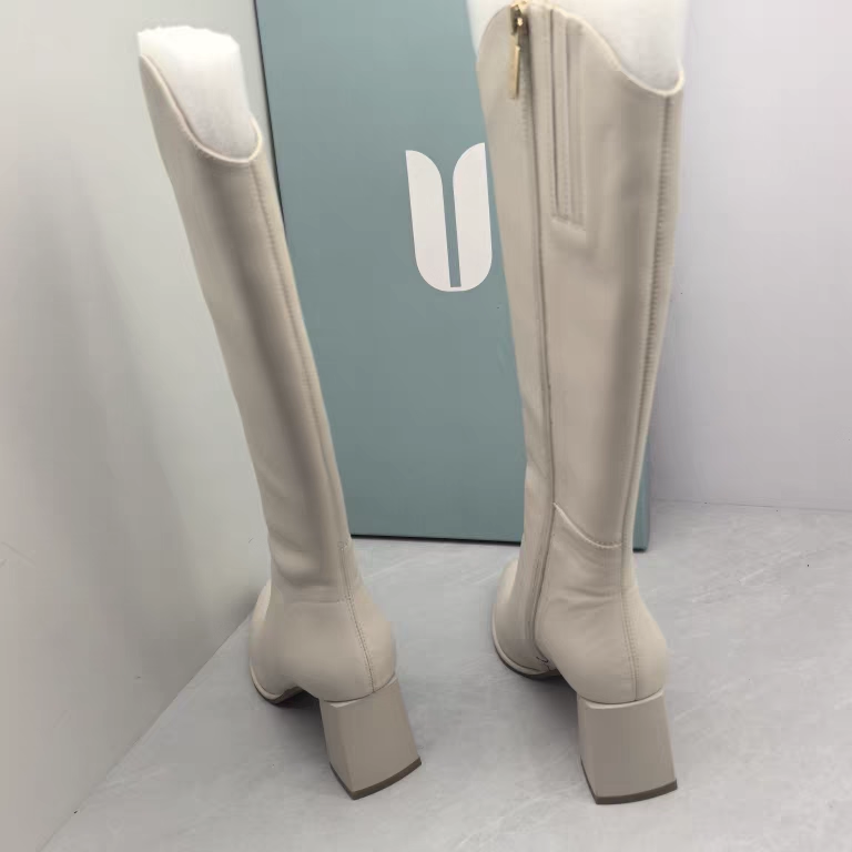 Comely康莉断码撤柜秋季真皮高跟高筒骑士靴侧拉链时尚尖头长靴女 - 图2