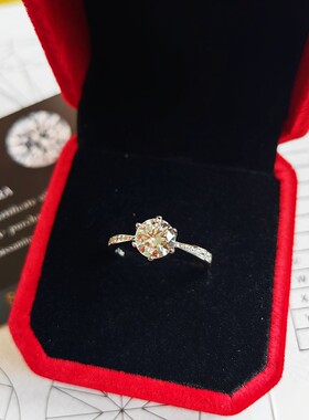 男女纯银仿真钻戒活口可调节婚戒