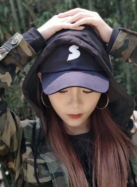 cap贴布针织粉色ins风嘻哈弯檐帽