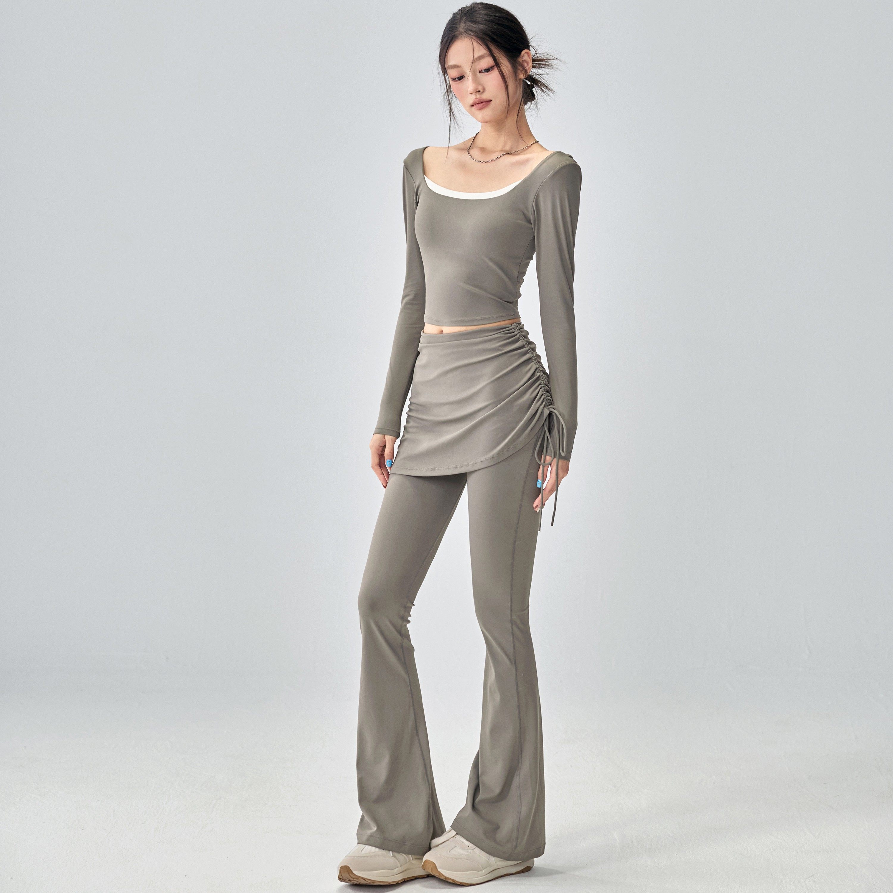 秋冬瑜伽服长袖套装女带胸垫美背显瘦运动上衣外穿普拉提健身训练,淘宝优惠券,粉丝福利购,淘宝优惠卷