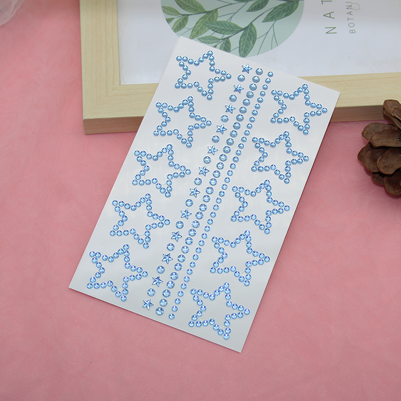 脸上贴饰品演唱会脸贴蓝色蝴蝶结妆容脸部应援妆造化妆贴纸美甲钻 - 图1