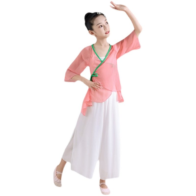 儿童身韵纱衣舞蹈练功服女童飘逸古典演出服少儿中国风考级形体舞,淘宝优惠券,粉丝福利购,淘宝优惠卷
