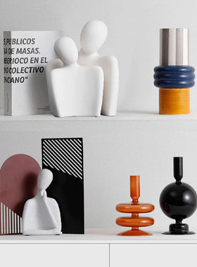 现代极简克莱因蓝花瓶烛台装饰品