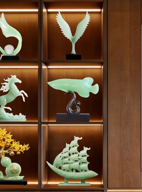 宋式美学仿玉石葫芦发财树马摆件