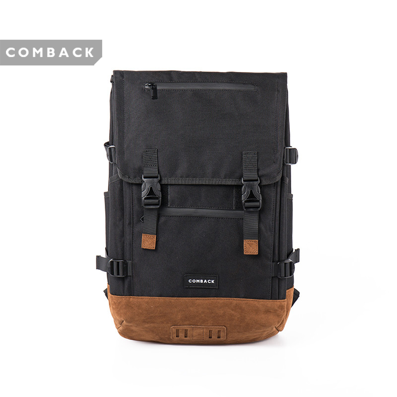 COMBACK男士休闲翻盖双肩包 时尚情侣学生背包运动女士双肩包潮 - 图1