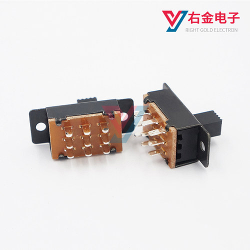 SS-32H01两档滑动开关2档9脚三排拨动开关SS-32H03 3排立式带耳朵 - 图2