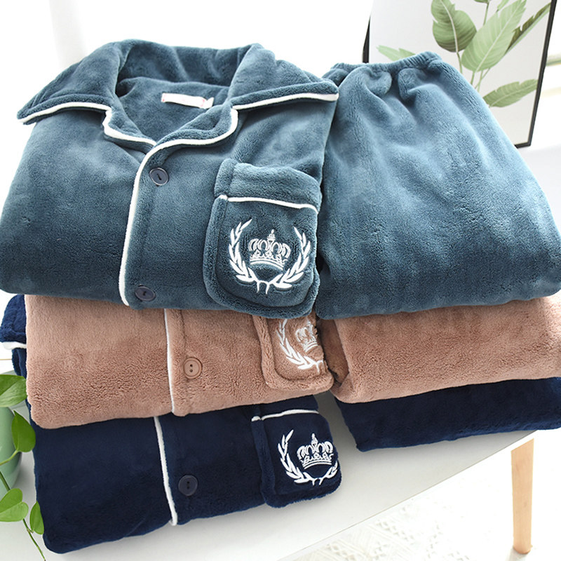 秋冬男长袖冬款加绒珊瑚绒睡衣 赏资琇睡衣/家居服套装