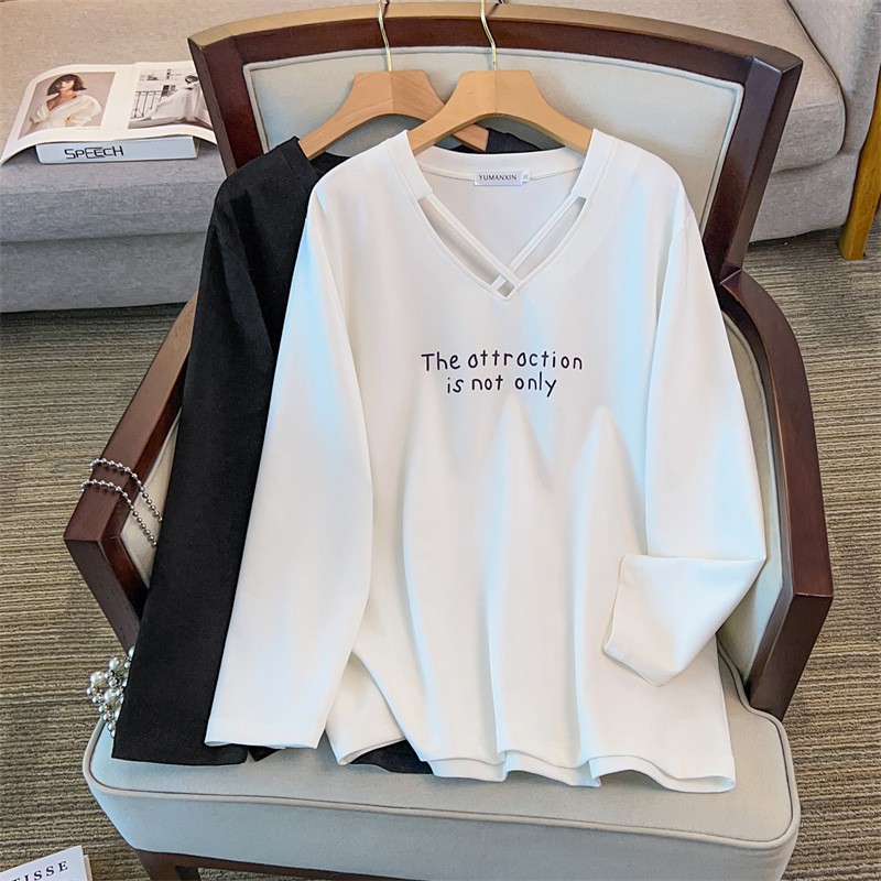 胸围170特大码休闲显瘦纯色卫衣女秋300斤韩系胖妹妹宽松显瘦上衣 - 图2