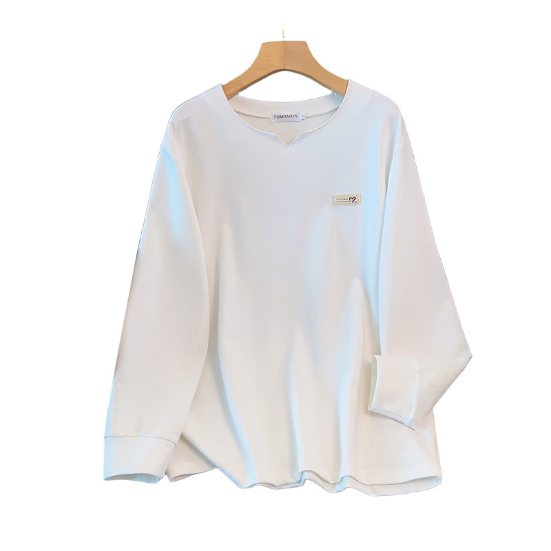 胸围170特大码休闲显瘦纯色卫衣女秋300斤韩系胖妹妹宽松显瘦上衣 - 图3