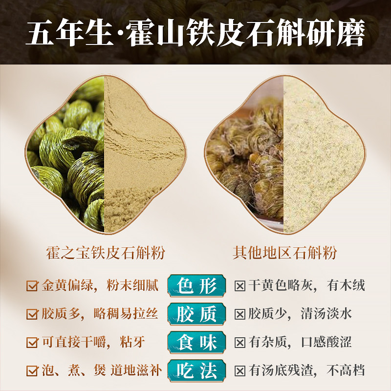 霍山铁皮粉5年鲜条50g新鲜石斛 霍之宝石斛/枫斗