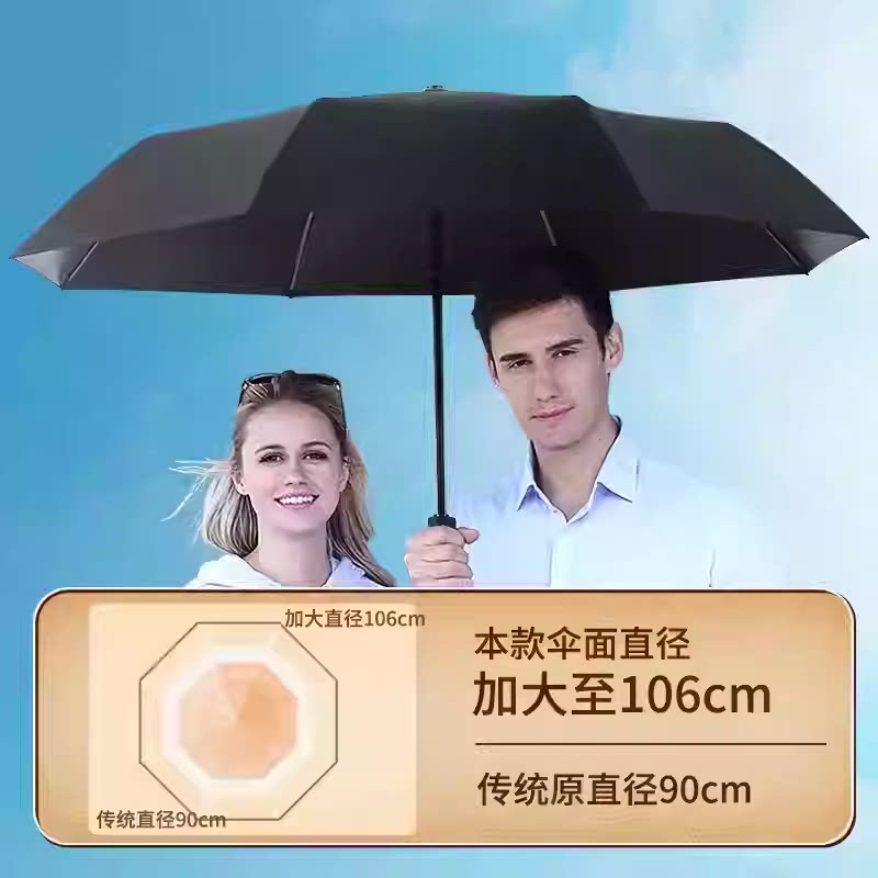 全自动晴雨两用雨伞男士黑胶双人大号遮阳加大加厚女生防风大暴雨