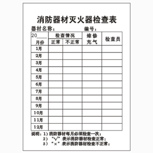 灭火器检查卡 消防器材记录巡查卡片养护记录卡点检卡带卡套 - 图3