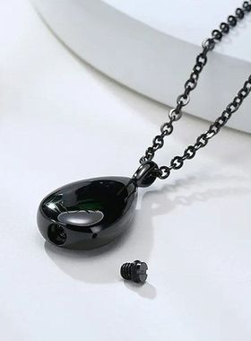跨境新款水滴不锈钢香水瓶项链 骨灰盒纪念吊坠含链骨灰罐子坛子