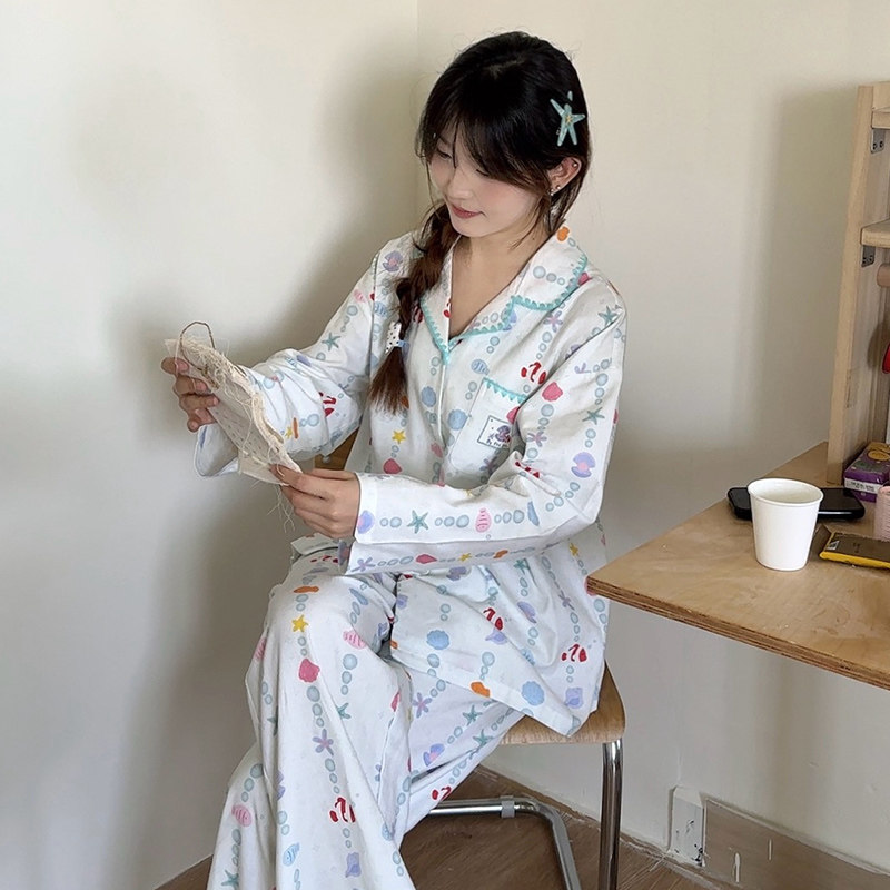 侘町2026年家居服新款纯棉磨毛睡衣套装女休闲可外穿泡泡小鱼春秋,淘宝优惠券,粉丝福利购,淘宝优惠卷