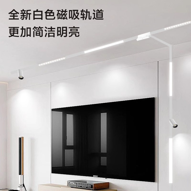 白色款磁吸轨道灯无主灯客厅照明吸顶嵌入式明装卧室过道LED照明,淘宝优惠券,粉丝福利购,淘宝优惠卷