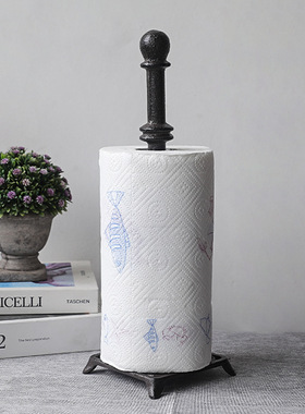 跨境复古铸铁几何立式纸巾架摆件擦手纸巾吸油纸收纳架厨房装饰