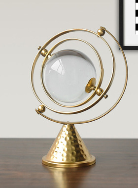 北欧现代风抽象铁艺水晶球摆件客厅酒柜电视柜玄关家居桌面装饰品