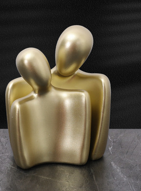 北欧树脂小号创意抽像情侣拥抱人物装饰摆件客厅餐厅酒柜装饰摆设