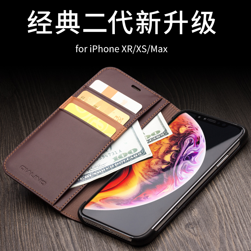 适用于iPhone11 pro max手机壳真皮苹果11 pro保护套翻盖商务X/XR手机套插卡xs max商务高档皮套全包防摔外壳-图1