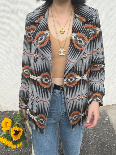 2022LUNA 全羊毛Pendleton提花面料大衣 - 图1