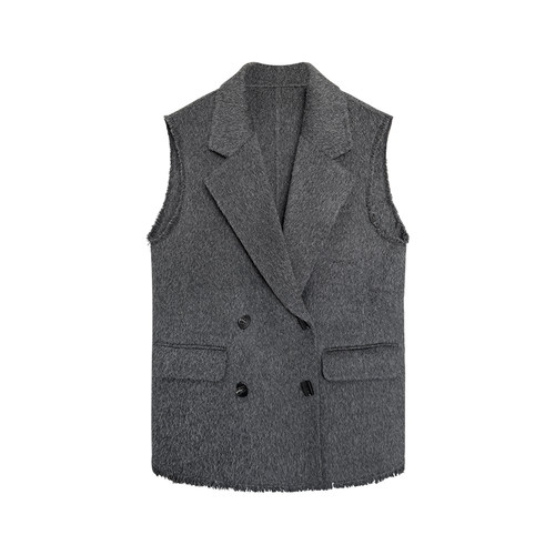 LUNA“多样性”双面羊毛廓形叠穿西装马甲 - 图3