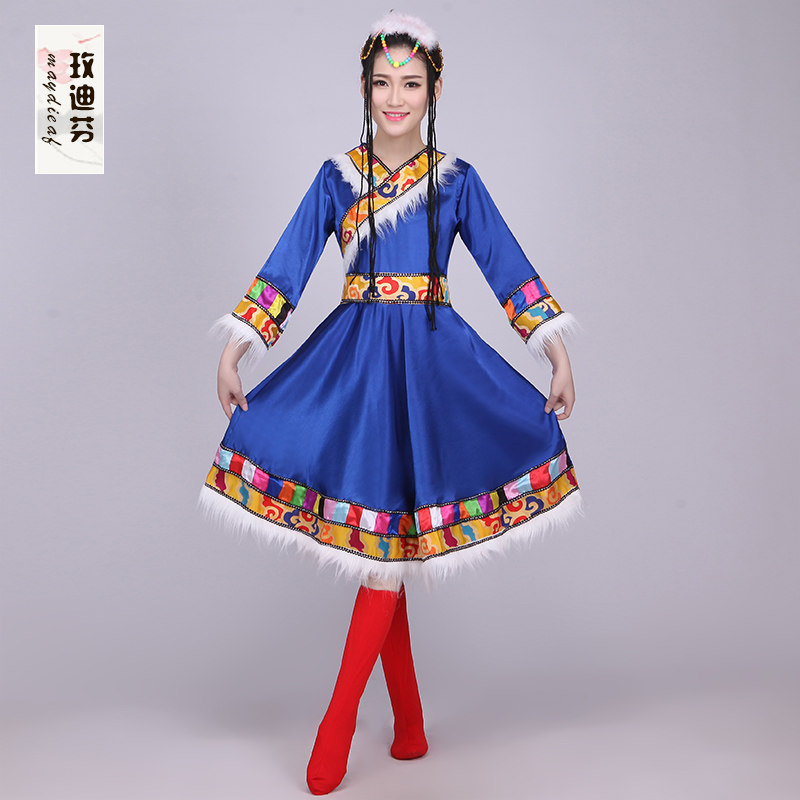 藏族舞蹈演出服装女成人水袖表演服 玫迪芬民族服装/舞台装