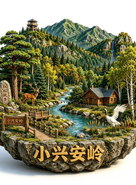 【小兴安岭冰箱贴】伊春文创旅红松故乡东北山林梅花鹿丹顶鹤磁贴