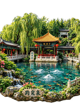 【趵突泉冰箱贴】山东济南文创泉城李清照纪念建筑经典文旅伴手礼