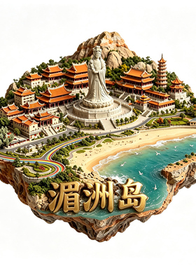 【湄洲岛冰箱贴】福建莆田妈祖石像山海沙滩仿古宝塔旅游打卡磁贴