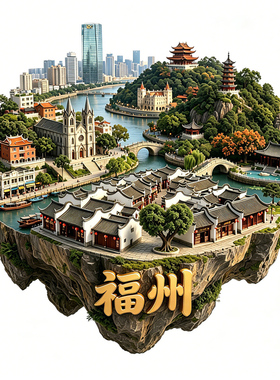 【福州冰箱贴】福建闽都乌塔白塔镇海楼三坊七巷浮雕磁吸文创贴饰