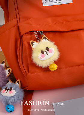 卡通可爱创意铃铛猫招财毛绒钥匙扣女学生衣服书包挂件装饰品吊坠