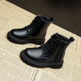 Martens, зимние утепленные удерживающие тепло короткие сапоги для мальчиков в английском стиле, детские ботинки, из натуральной кожи, коллекция 2021