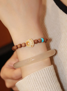 《奶味猫爪》天然奶香老桃木手串女炭烧木质情侣手链生日礼物