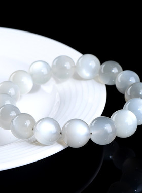 久雅水晶 天然银月光圆珠手链 银色月光石散珠手串 厂家直销
