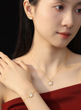 原创福马手链女纯银新中式本命年小马手环国潮和田玉新年马年手饰