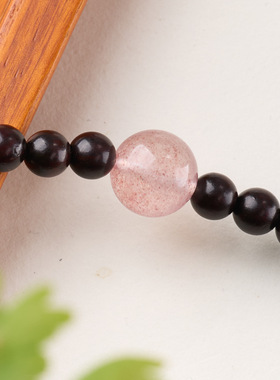 小叶紫檀水飞砂草莓晶貔貅手链天然水晶朱砂盐源玛瑙跑环手串批发