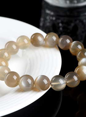 久雅水晶  天然奶茶月光圆珠手链 骨干茶月光散珠手串 厂家直销