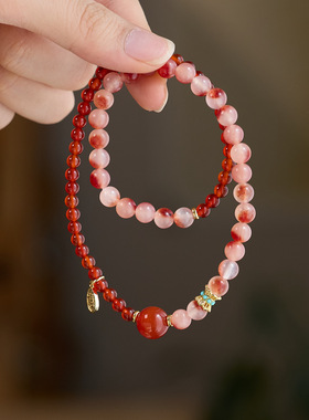 金发晶虎眼石手链串珠女天然白水晶紫水晶文玩佛珠手串手饰批发