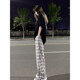 ໂສ້ງກະໂປ່ງ plaid ແອວສູງ ນຸ່ງສະບາຍ ຂະໜາດໃຫຍ່