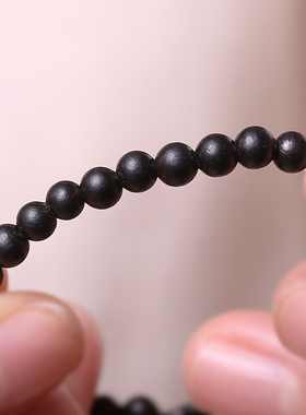 细天然黑檀手串珠子手编檀木手链文玩男女木香4mm古风手绳小黑绳